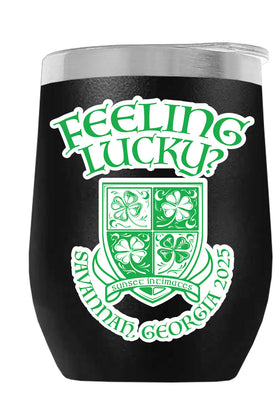 FEELINLUCKY001-2025 12oz WINE TUMBLER - BLACK