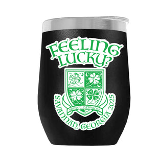 FEELINLUCKY001-2025 12oz WINE TUMBLER - BLACK