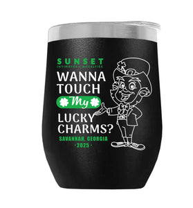 LUCKYCHARM002-2025 12oz WINE TUMBLER - BLACK