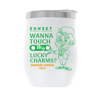 LUCKYCHARM002-2025 12oz WINE TUMBLER - WHITE