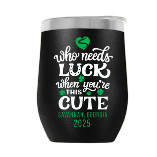 LUCKYCHARM001-2025 12oz WINE TUMBLER - BLACK