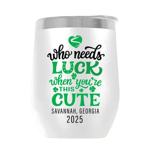 LUCKYCHARM001-2025 12oz WINE TUMBLER - WHITE