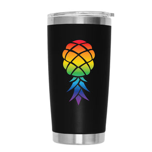 RAINBOW PINEAPPLE_001 20oz TUMBLER - BLACK