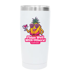 PLAYS WELL WITH OTHERS #1 20oz TUMBLER - WHITE