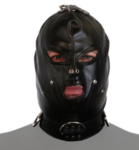UNTAMED BLACK FAUX LEATHER STRAP HOOD