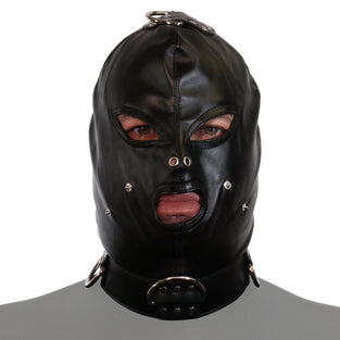 UNTAMED BLACK FAUX LEATHER STRAP HOOD