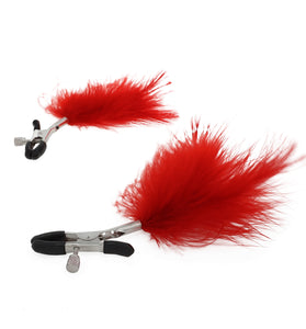 EROGENOUS ZONE FEATHER NIPPLE CLAMPS - RED