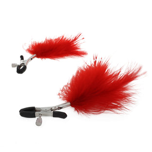 EROGENOUS ZONE FEATHER NIPPLE CLAMPS - RED