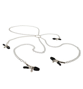 SEXCAPADES BODY CHAIN,NIPPLE AND LABIA CLAMPS - SILVER