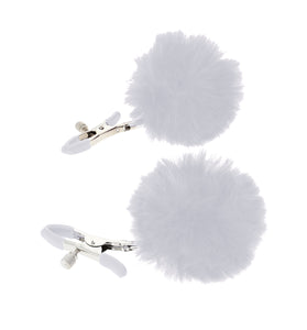 EROGENOUS ZONE RABBIT TAIL NIPPLE CLAMPS - WHITE