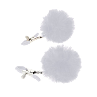 EROGENOUS ZONE RABBIT TAIL NIPPLE CLAMPS - WHITE