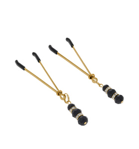 EFFECTIVE BEHAVIOR BEADED JEWEL TWEEZER CLAMPS - GOLD
