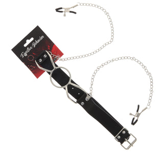 EFFECTIVE BEHAVIOR MOUTH GAG W, NIPPLE CLAMPS - BLACK