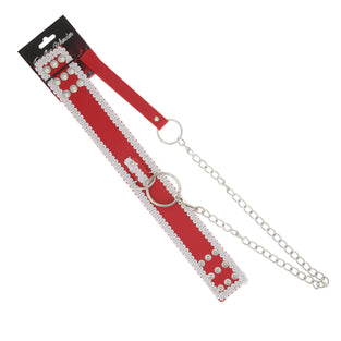 EFFECTIVE BEHAVIOR CLOTH PATTERN COLLAR,LEASH - RED