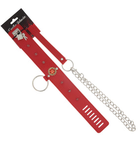 COLLAR PVC W/METAL STUDS-CENTER JEWEL-LEASH