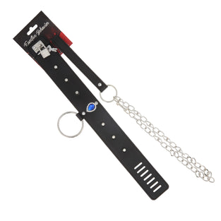 EFFECTIVE BEHAVIOR BLUE JEWEL RIVIT COLLAR,LEASH - BLACK