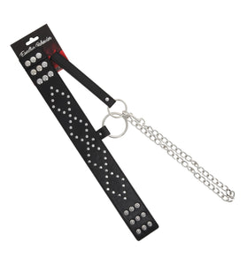 COLLAR BLACK CIRCLE RIVET W/LEASH