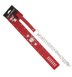 COLLAR RED PVC W/SPIKE RIVIT-LOCK-LEASH