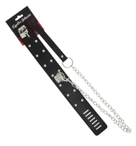 COLLAR BLACK CIRCLE RIVET W/LEASH