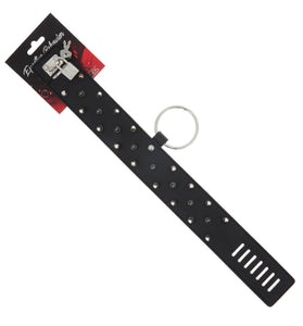 COLLAR BLACK W/METAL STUDS-LARGE RING-LOCK