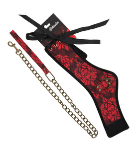 COLLAR RED/BLACK SATIN W/LEASH