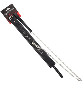 COLLAR BLACK W/JEWELS AND LEASH LEATHER