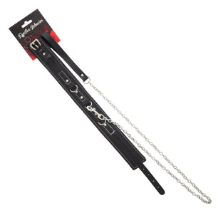 COLLAR BLACK W/JEWELS AND LEASH LEATHER