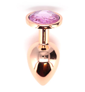 BJ STAINLESS STEEL PLUG -ROSE GOLD-PK JEWEL-L