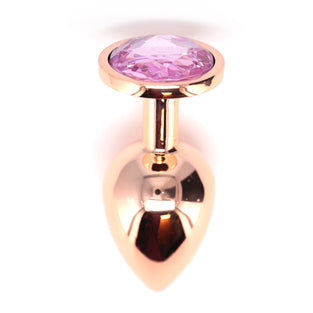 BJ STAINLESS STEEL PLUG -ROSE GOLD-PK JEWEL-L