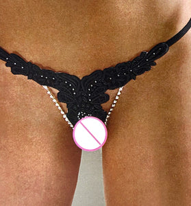 RHINESTONE COWGIRL APPLIQUE THONG BLACK XL/2XL
