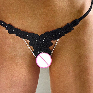 RHINESTONE COWGIRL APPLIQUE THONG BLACK XL/2XL