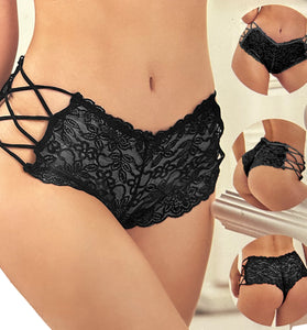HIGH AND MIGHTY STRAPPY SIDE LACE PANTY BLACK