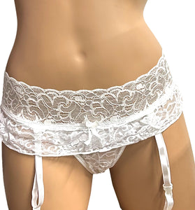 RUFFLES N LACE GARTER PANTY WHITE L/XL