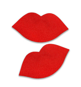 SATIN RED LIPS PASTIES