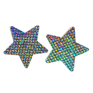 HOLOGRAPHIC MERMAID STAR PASTIES SILVER