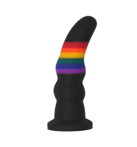 VIBRATING RIBBED RAINBOW PEGGING PROBE