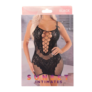 SI LACE MINI DRESS-OS-BLACK