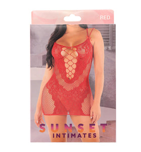 SI LACE MINI DRESS-OS-RED