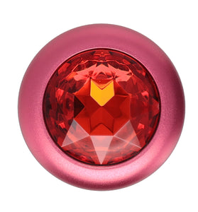 ANAL PLUG AL ALLOY LARGE RED WITH RED JEWEL