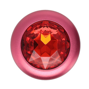 ANAL PLUG AL ALLOY LARGE RED WITH RED JEWEL
