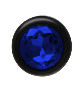ANAL PLUG AL ALLOY BLACK WITH BLUE JEWEL