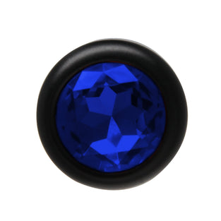 ANAL PLUG AL ALLOY BLACK WITH BLUE JEWEL