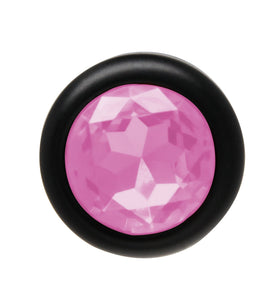 ANAL PLUG AL ALLOY BLACK WITH PINK JEWEL