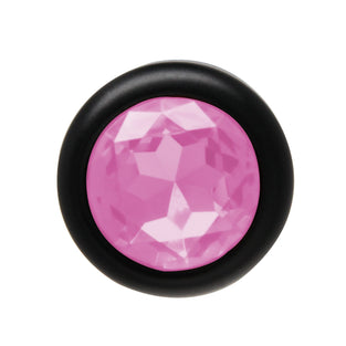 ANAL PLUG AL ALLOY BLACK WITH PINK JEWEL