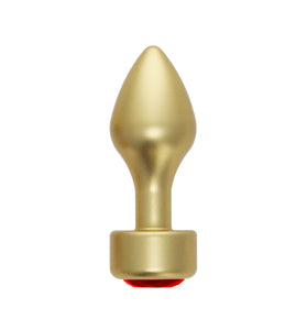 ANAL PLUG AL ALLOY LARGE GOLD WITH RED JEWEL