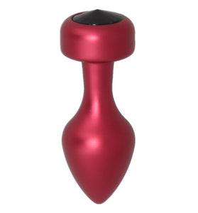 Alloy Butt Plug with Black Jewel, Red Small