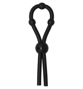 THE STUD SHORT BEADED LASSO COCK RING - BLACK