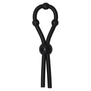 THE STUD SHORT BEADED LASSO COCK RING - BLACK