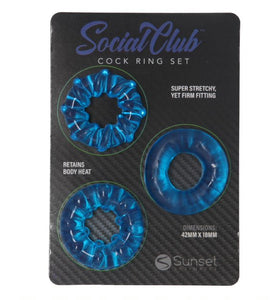 SOCIAL CLUB COCK RING SET - BLUE