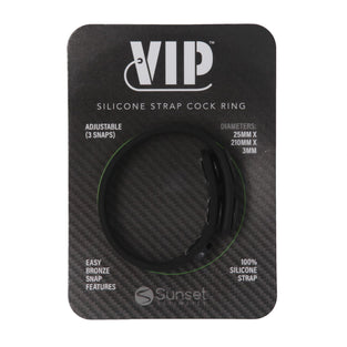 VIP SILICONE STRAP COCK RING - BLACK